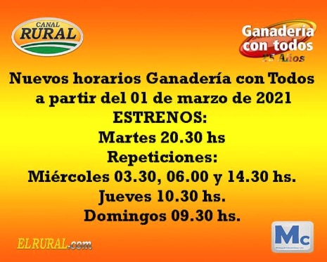 nuevo horario ganaderiacontodos